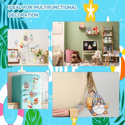 24Pcs Summer Gnome Ceramic Painting Kit for Adults Kids Ready to Paint Your Own Gnome Ornaments DIY Unpainted Gnomes Figurines Ceramic Gnomes to Paint Crafts Set with Magnetic Strips in Kuwait