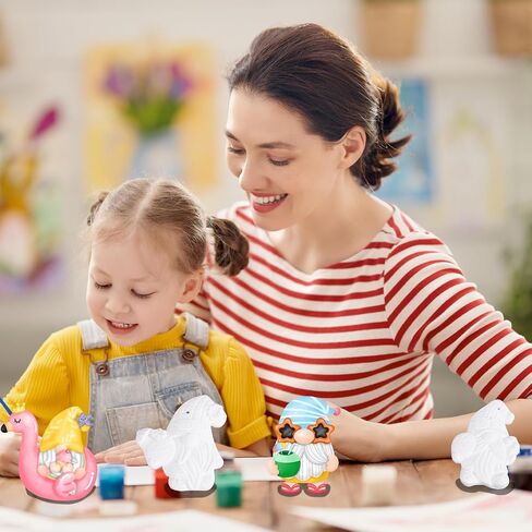 24Pcs Summer Gnome Ceramic Painting Kit for Adults Kids Ready to Paint Your Own Gnome Ornaments DIY Unpainted Gnomes Figurines Ceramic Gnomes to Paint Crafts Set with Magnetic Strips in Kuwait