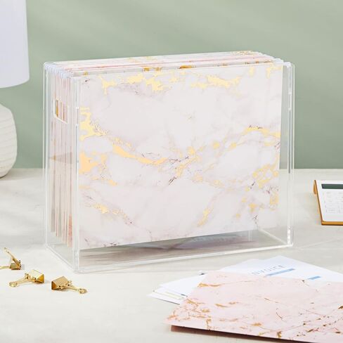 Paper Junkie 12 Pack Decorative Hanging File Folders, Letter Size, 1/5 Cut Tabs, Rose Gold Foil Stripes (9.5 x 11.5 in) in Saudi Arabia