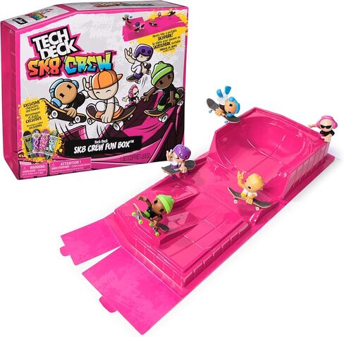 Tech Deck SK8 Crew Fun Box ، Portable Transforming SK8 Park مع 4 أصابع و 5 أرقام ، ألواح التزلج المصغرة القابلة للتحصيل ، ألعاب الأطفال للأعمار 5 وما فوق in Kuwait