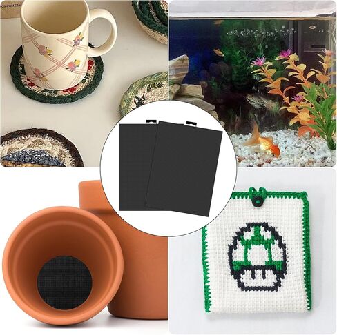 6 PCS 14 COUNT COUNT Plastic Mesh Canvas ، 11 × 8.2 بوصة من القماش المتقاطع البلاستيكي للغرز المتقاطع ، والتطريز ، ومشاريع Crochet DIY ، وصنع التطريز (أسود) in Kuwait