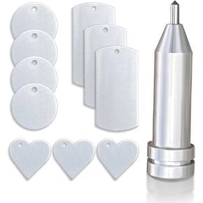 Engraving Tool Compatible with Cricut Maker, Cricut Explore, Explore Air 2, and Explore One for Cricut Engraving Tip or Cricut Maker 3; Includes Dog Tag, Heart, and Circle Aluminum Stamping Blanks