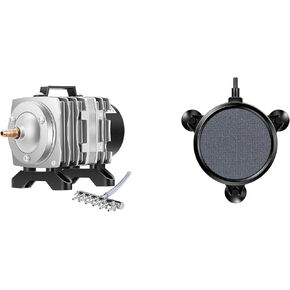 VIVOSUN 317GPH Air Pump 15W 6 Outlet 20 L/Min for Aquarium and Hydroponic Systems, and Air Stone Disc 4 x 4 Inch with Shell and Sucker for Aquarium