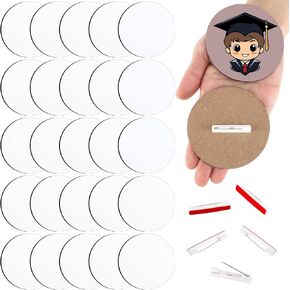 Knitgrip 25 Pcs Sublimation Buttons Blanks with Pins 3 Inch MDF Buttons Pins Heat Transfer Blank Badge Sublimation Name Tags for DIY St. Patrick's Day Craft Gifts