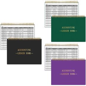 HAUTOCO 3 PCS محاسبة دفتر الأستاذ كتاب A5 LEDGER BOOKS for Small Business Business Conference Tracker Notebook 8.3 x 6.2 '' ، Black و Dark Green and Dark Purple