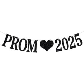 Prom 2025 Banner ، 2025 Prom Night Decorations ، Class of 2025 Decorued Party Decorations ، College High School Grad Supplies ، Black Glitter
