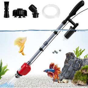 36W Electric Aquarium Gravel Cleaner, 600GPH Fish Tank Vacuum Gravel Cleaner, Automatic Fish Tank Cleaner, 6 in 1 Multifunction Aquarium Vacuum for Sand Cleaner, Water Changer & Circulation