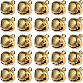 أجراس Jingle الصغيرة 100pcs 12mm Mini Christmas Jingle Bells Diy Craft Bells for Wreath Beads Home Christmas Festival Decoritions (Golden)