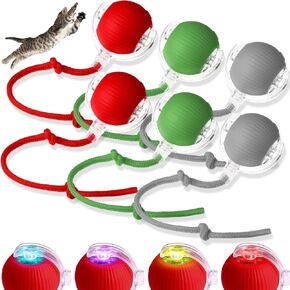 6 عبوة لعبة Cat Ball Toy 360 ° أوتوماتيكي كرة تفاعلية جديدة تلقائيًا 2025 قابلة للشحن للقطط الداخلي للقطط الكهربي لفة متداول الذات للقطار الجرو الكبير والصغيرة