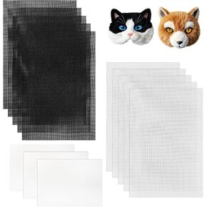 10Pcs Eye Mesh for Therian Mask with 3Pcs Felt Sheets for Costume Roleplay, Fursuits, Therian, Handicrafts(8.07"x11.81"/20.5x30 cm, 5 White and 5 Black) (No Eyes)