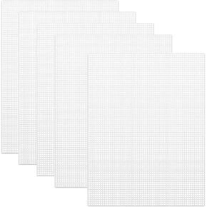 5 Pieces 7 Count Plastic Canvas,Mesh for Eyes,10.2 x 13.2 Inch Plastic Mesh Canvas Sheets for Embroidery,Yarn Crafting,Crochet Projects,Fish Tank Divider (Clear)