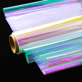 shareluck Iridescent Cellophane Wrap Rainbow Wrapping Film (50' Long x 17" Wide) Colored Film Roll to Wrap Gift Baskets, Flower, DIY Craft for Holiday, Easter Decor.