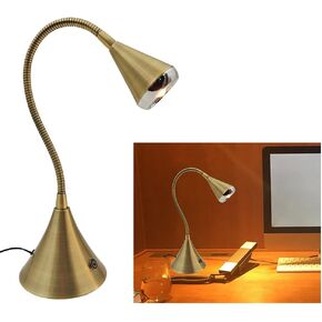 HomeFocus-LED Desk Lamp,Dimmable & Flexible Gooseneck,Eye -Caring Reading Lamp,Desk Lamp,Table Lamp,Task Lamp,Bedside Desk Lamp,Night Light,for Home Office & College Dorms,Metal,Gold.