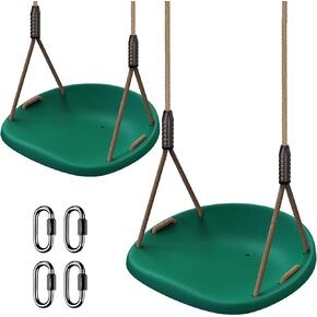 Benelabel 2 Pack Green Huchice Swing Poard مع لوحة مقعد أوسع وحبل قابلة للتعديل من 50 إلى 80 بوصة تأرجح مجموعة لاعبي الفناء الخلفي Paternground 500 رطل السعة