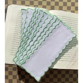10pcs of Green Scalloped Edged 14count aida Fabric Bookmarks to do Cross Stitch,Cotton aida Fabric,Stitch Area 30x100 aida,Outside size9x20cm, Blank Cross Stitch Bookmarks