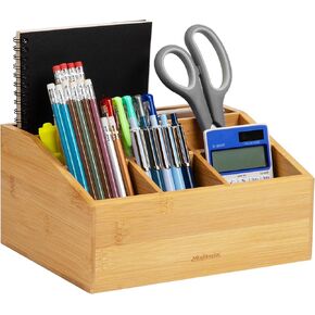 Mind Reader Vertical File Storage, Desktop Organizer, Magazine Holder, Office, Bamboo, 6" L x 11" W x 10" H, Brown