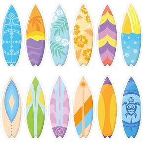 60 PCS Arfboard Clutouts مع نقاط الغراء ، قطع الورق الصيفي في هاواي لزخارف الفصول الدراسية للصفوف النشرة