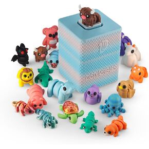Mystery Fidget Animal Pack ، 10 حيوانات مفصلية + مكافأة Fidget Clicker و Fidget Clicker Fox ، ألوان عشوائية (لون عشوائي)