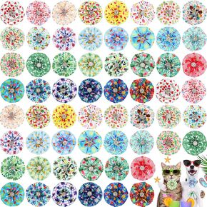 Sanwuta 60 PCS Dog Collar أقواس الزهور هاواي الأحيان الأليفة القوس العلاقات الموسمية إكسسوارات الحيوانات الأليفة SLIDES لشرائح صغيرة للجرو الكلب الكلب الكبير أقواس القطط