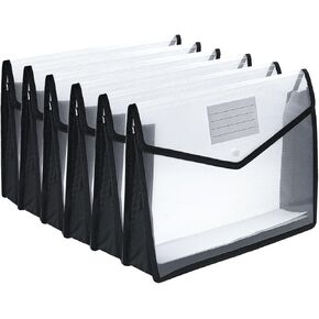 Plastic Expanding File Folder,Envelope Folders for Documents, File Folder Organizer Holder with Snap Closure,Waterproof Transparent File Folder,Large Capacity, Fit Letter/A4 Size (Multicolor-6 Pack)