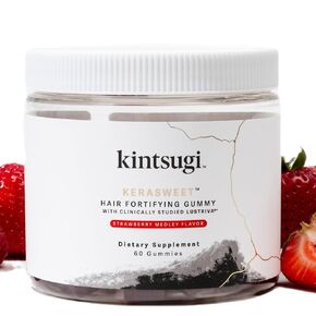 Kintsugi KeraSweet Hair Fortifying Gummy- Help Combat Signs of Aging Hair, Supplement for Strong, Voluminous Strands- Supports Healthy, Fuller Looking Hair w/ B12, Saw Palmetto, ACV (Strawberry, 60ct)