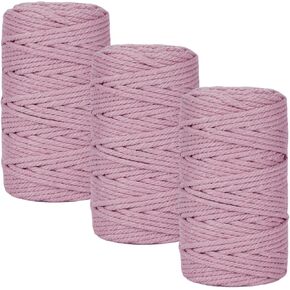 macrame cord 3mm × 164 ياردة ، 3 لفات بيج ملونة من القطن macrame حبل الحبل مجموعة macrame خيوط كبيرة سلسلة 4 خيوط ملتوية لجدار شماعات الجدار معلقة DIY الحرف اليابسة مستلزمات macrame