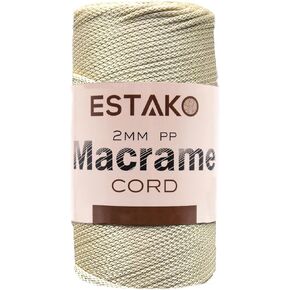 Estako 2 mm PP Polyester Macrame Cord 100% Polypropylene Perfect Supplies for DIY Crafts Wall Hanging, Plant Hangers, Knitting 7 Oz (200g) / 246 Yrds (225 m) (3114 - Bordeaux)