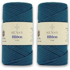 2 skeins من Sensy Premium 4mm - 109 ياردة 100 ٪ شريط البولي بروبيلين ماكرامي ، سلك كيس الكروشيه ، خيط لـ Knitter (لاتيه)