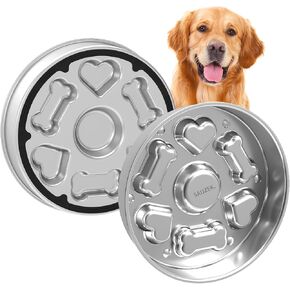 Stainless Steel Slow Feeder Dog Bowl for Large Dogs, Durable & Non-Slip Feeding Bowls for Chewers - Metal Pet Food & Water Feeders, Comedero Lento de Acero Inoxidable para Perro Grande