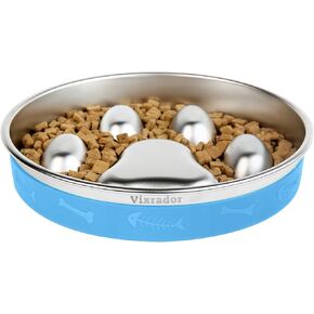Slow Feeder Dog Bowls Stainless Steel,2 Cups Blue Non-Slip for Small & Medium Sized Dogs,Slow Down Eating Dog Bowl for Fast Eaters