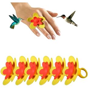 Flower Bird Feeder Mini Handheld Hummingbird Ring Feeder Feeding Tool (6 pcs)