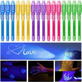 Invisible Ink Pen for kids 23 Pcs: Spy Pens with UV Light Party Favors - School Classroom Students Prizes - Magic Gifts Birthday Goodie Valentines Black Markers Halloween Easter Day Christmas Gift