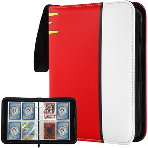 Card Card Binder 4-Pocket Organizer-400 Card Storage Album مع 50 Sleeves & Sheippered 3 حلقة تصميم | هدية TCG/Anime Collector لمحبي الألعاب والأطفال