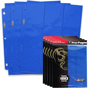 BCW Double-Sided 9-Pocket Pages Holder - 50 Black Pages | Trading Card Binder Sheets | Secure Side Loading | Ideal Card Storage and Display Solution