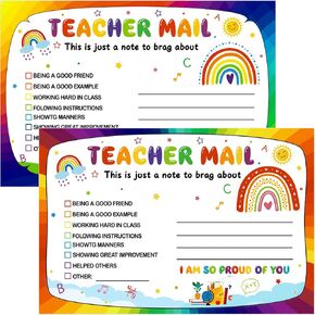 200pcs Rainbow Mail Notes Notes Cards للطلاب بطاقات بريدية جيدة للطلاب للصفوف الفصول الدراسية ، والعودة إلى بطاقة التباهي الإيجابية للمدرسة لمستلزمات الابتدائية/مرحلة ما قبل المدرسة/روضة الأطفال