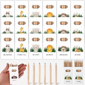 48Packs/288pcs أقلام الرسم الصغيرة بقلصات الرسم المصغرة 3.5 بوصة أقلام ملونة بقلصات تلوين في صناديق كرافت.