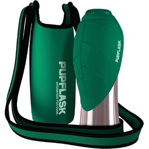 حامل زجاجة زجاجة ماء Tuff Pupper Cog و Pupflask زجاجة ماء محمولة - 40 أوقية ، أخضر