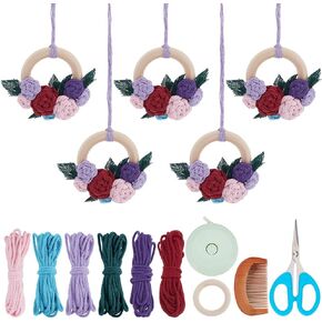 Acrnigheet 5pcs DIY Macrame Flower Wreath Kit ، MAY GARLAND MANK ، MACRAME WETTH MONIN