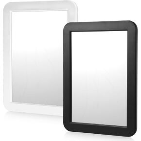 2Pcs Magnetic Locker Mirror, 5 x 7 Inches Real Glass Small Mirrors for School Locker, Bathroom, Household Refrigerator, Locker Accessory, Office Cabinets, Home (Black & White)