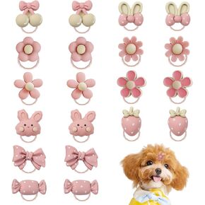 20Pcs Cute Pink Rubber Bands for Pet Dogs Dog Hair Bows, Dog Hair Bows for Small Dogs Girl, Accessories for Dogs, Puppy Hairband Decorations, Dog Bows with Rubber Bands Suitable for Small Dogs