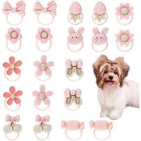 20 Pcs Puppy Hair Bows Light Pink Small Dog Hair Bows with Rubber Bands for Small Dogs Girl Cute Puppy Dog Bowknot Hairs Bow Bulk with Rubber Bands Perfect for Yorkie Shih Tzu Pomeranian and Maltese