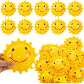 Jexine 24 Pcs Inflatable Beach Balls for Kids Beach Balls for Summer Pool Games Kids Birthday Pool Party Supplies(5 Inch, Sun)