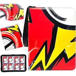 Card Binder for Cards, 4-Pocket Portable Card Collector Album Holder Book Fits 400 Cards with 50 Removable Sleeves, Waterproof Trading Card Binder Display Storage Carrying Case for TCG - LightningBall