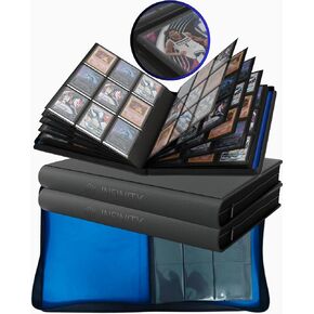 Premium Top Loader Binder for 216 Cards - 9 Pocket Double Sided Easy Flip Pages - Zipper-Enclosed Ringless Toploader Binder (Vintage, Black Interior, 216 Cards)