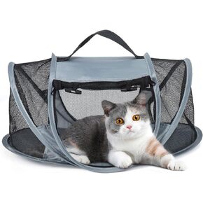 Portable Cat Carrier for Travel, Stress-Free Cat Travel Carrier for Small Pet, Foldable Hamster Carrier with Breathable Mesh, Comfortable Pet Carrier for Hamster Guinea Pig Bunny Indoor Outdoor Uses