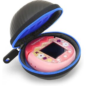 CASEMATIX Black Carry Case with Blue Interior Compatible with Tamagotchi Pix Camera Interactive Virtual Pet, Includes Case Only with Wrist Strap and Carabiner