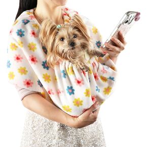 Daisy Pattern Small Animal Carrier & Bonding Pouch – Large Size Pet Bib for Stylish, Comfortable, and Secure Travel with Your Fur Friend