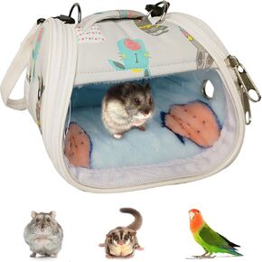 Fhiny Hamster Carrier Bag, Small Animals Cozy Travel Bag with Strap Portable Breathable Safe Outgoing Pouch for Hamsters Sugar Gliders Budgerigar Carrier