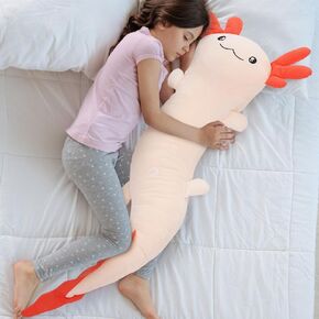 MaoGoLan Giant Axolotl Plush Stuffed Animal,Big Axolotl Plush Pillow Toy,Huge Stuffed Axolotl Body Pillow for Kids Adults, Birthday Present Pink