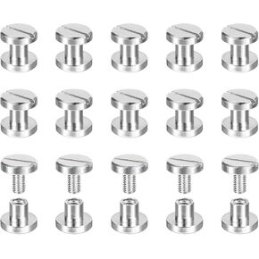 UXCELL 30PACK BRASS Chicago Procks ، 25 × 10 مم مسطح رأس المسمار الظهر الربط بعد الأظافر مسمار المسامير مثبتة لحزام حزام الجلد DIY الفضة